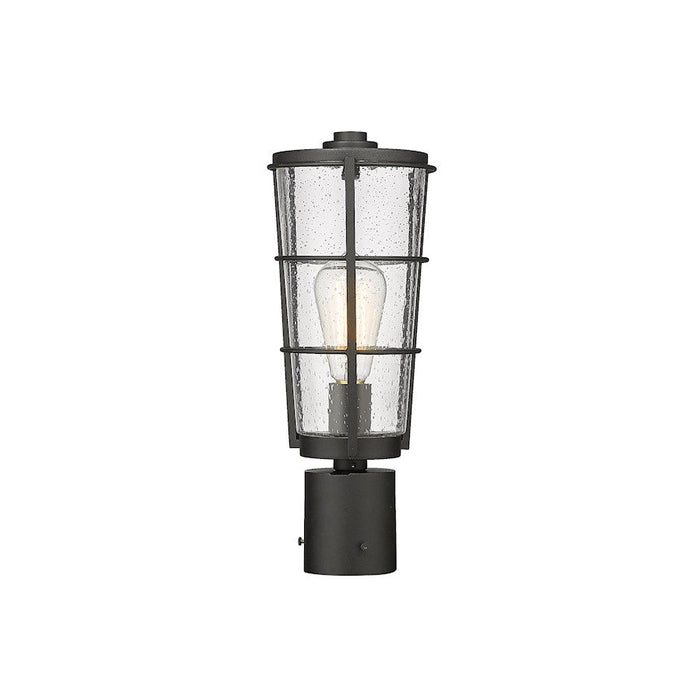 Z-Lite Helix 1 Lt 15" Outdoor Post Mount Fixture, Black/Clear Seedy - 591PHM-BK