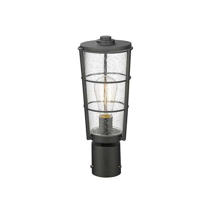 Z-Lite Helix 1 Light Outdoor Pier Mount, Black/Clear Seedy