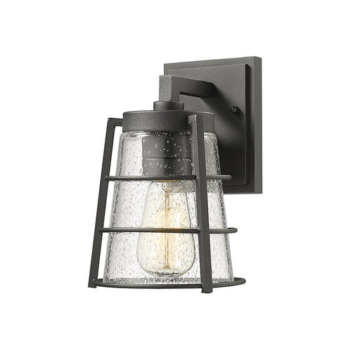 Z-Lite Helix 1 Light 9" Outdoor Wall Sconce in Black/Clear Seedy - 591S-BK