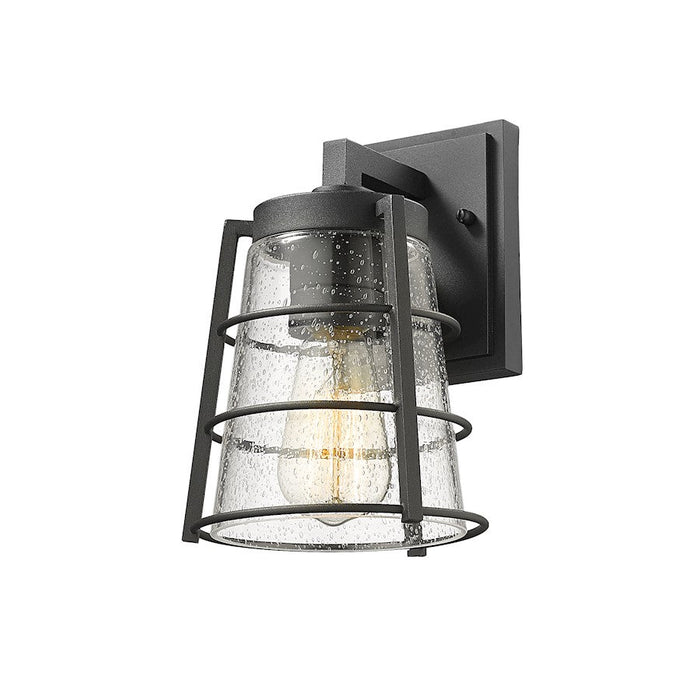 Z-Lite Helix 1 Light Outdoor Wall Sconce in Black/Clear Seedy