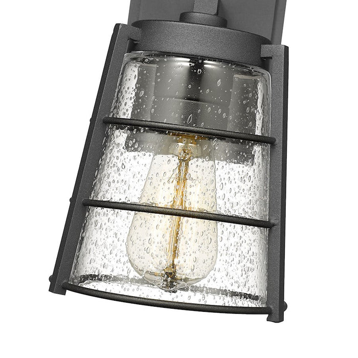 Z-Lite Helix 1 Light Outdoor Wall Sconce in Black/Clear Seedy