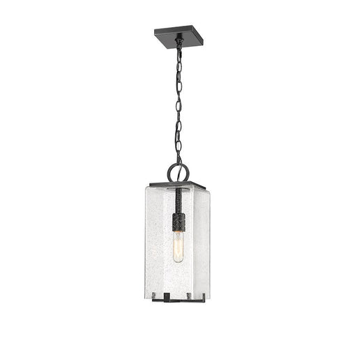 Z-Lite Sana 1 Light Outdoor Chain Mount Ceiling, Black/Seedy