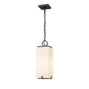 Z-Lite Sana 1 Light Outdoor Chain Mount Ceiling, Black/White Opal - 593CHM-BK