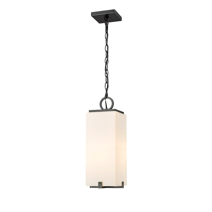 Z-Lite Sana 1 Light Outdoor Chain Mount Ceiling, Black/White Opal