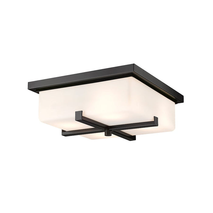 Z-Lite Sana 4 Light Outdoor Flush Ceiling Mount, Black/White Opal - 593F-BK