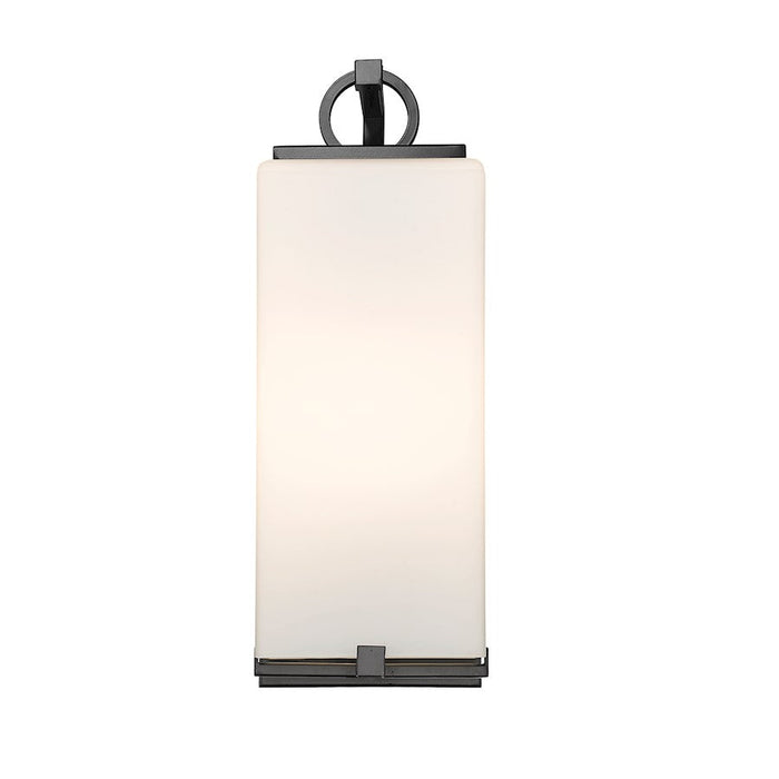 Z-Lite Sana 1 Light 18.5" Outdoor Wall Sconce, Black/White Opal