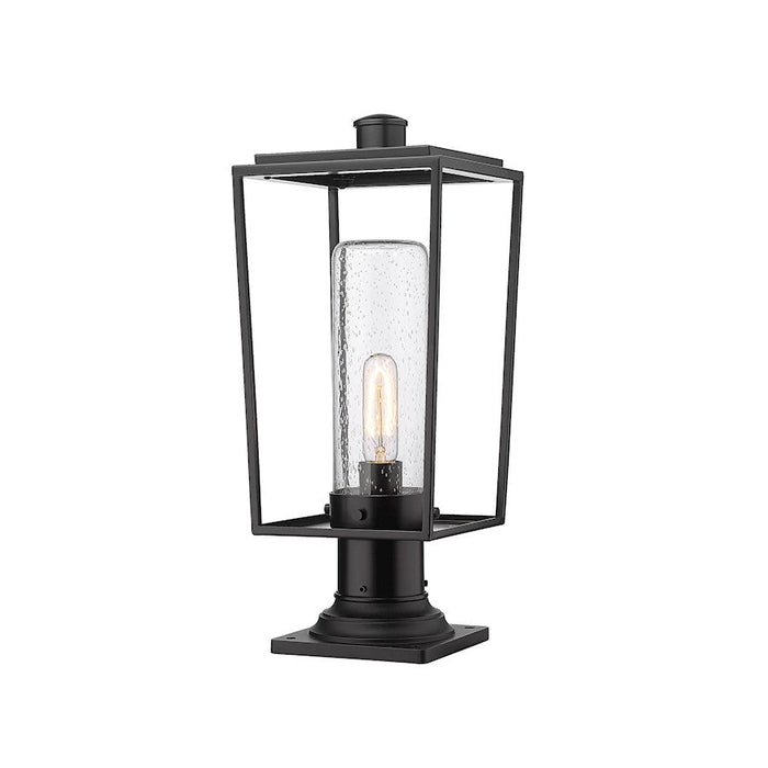 Z-Lite Sheridan 1 Light 19.50" Outdoor Pier Mt, SQ, BK/Seedy - 594PHMR-533PM-BK