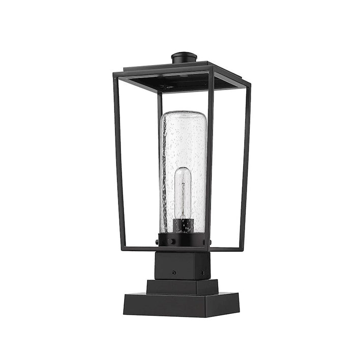 Z-Lite Sheridan 1 Light Outdoor Pier Mt, Round, BK/Seed