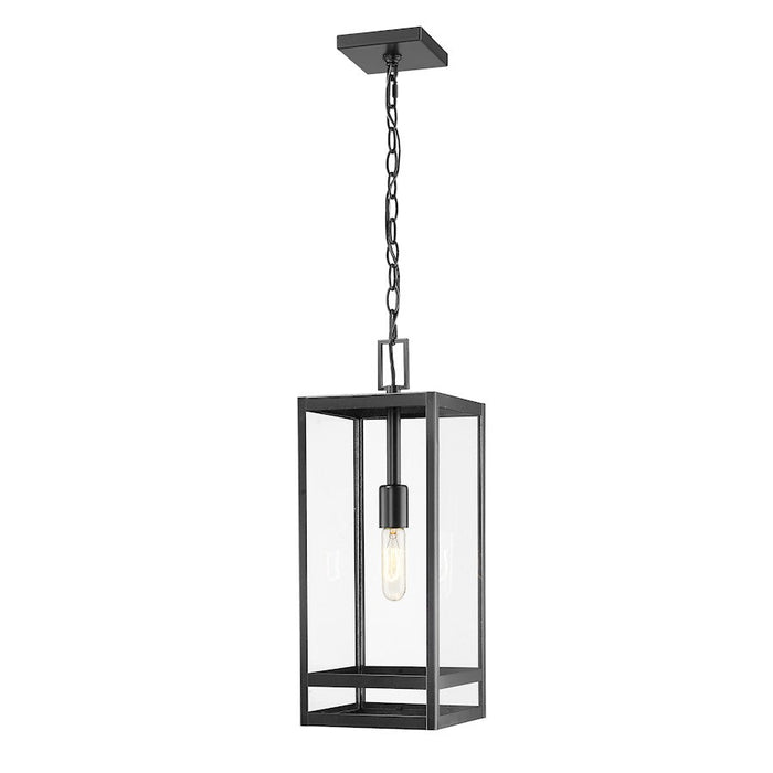 Z-Lite Nuri 1 Light 19" Outdoor Ceiling Mount, Black/Clear - 596CHB-BK