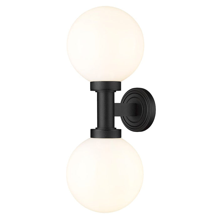 Z-Lite Laurent 2 Light Outdoor Wall Sconce, Black/Opal - 597M2-BK