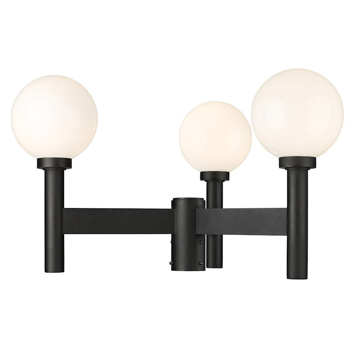 Z-Lite Laurent 3 Light Outdoor Post Mount, Black/Opal - 597MP3-BK