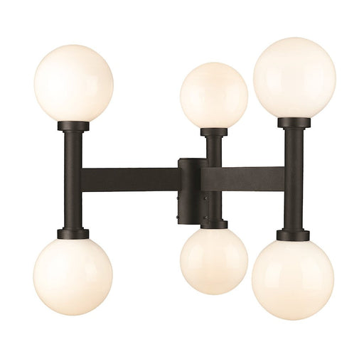 Z-Lite Laurent 6 Light Outdoor Post Mount, Black/Opal - 597MP6-BK