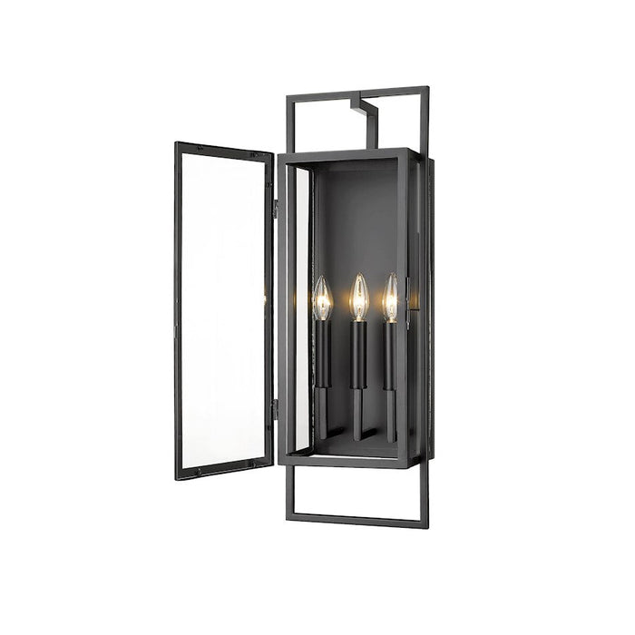 Z-Lite Lucian 3 Light Outdoor Wall Sconce in Black/Clear