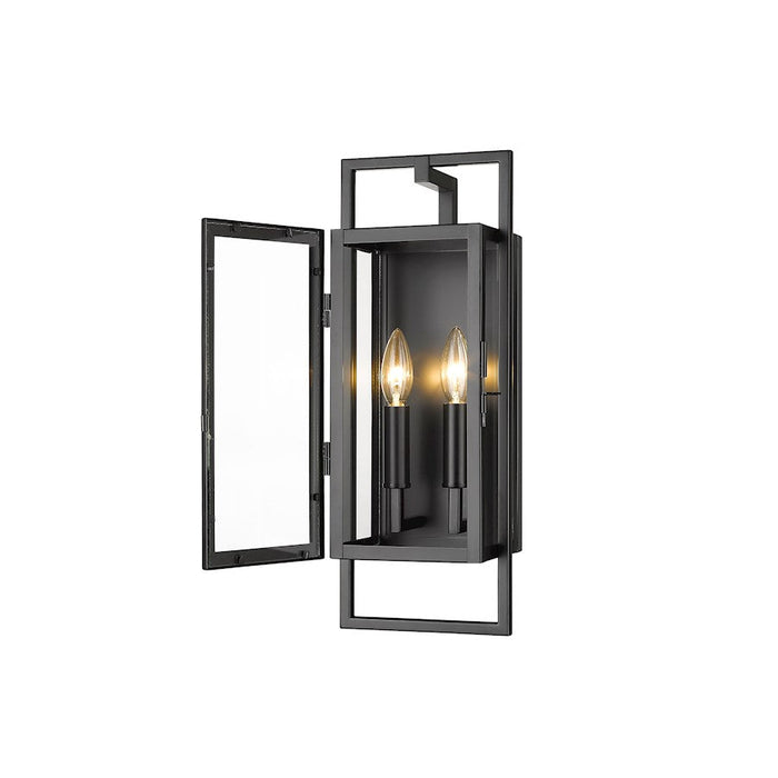 Z-Lite Lucian 2 Light Outdoor Wall Sconce in Black/Clear