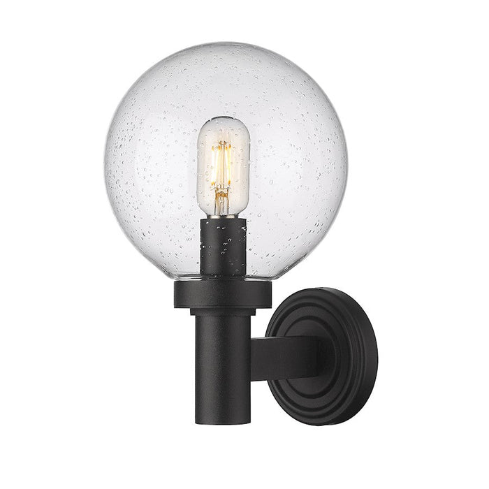 Z-Lite Laurent 1 Light Outdoor Wall Sconce, Black/Clear Seedy - 599M-BK