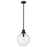 Z-Lite Laurent 1 Light 16" Outdoor Pendant, Black/Clear Seedy - 599P12-BK