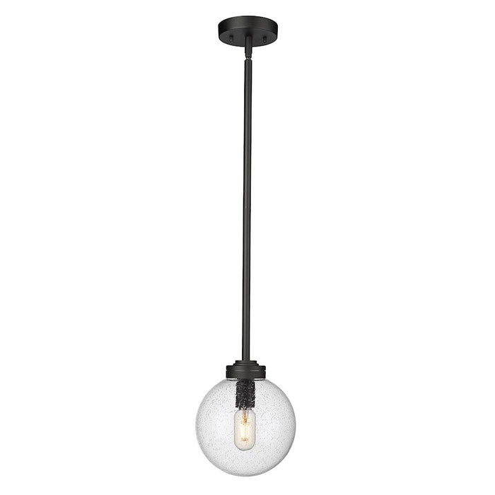 Z-Lite Laurent 1 Light Outdoor Pendant, Black/Clear Seedy - 599P8-BK