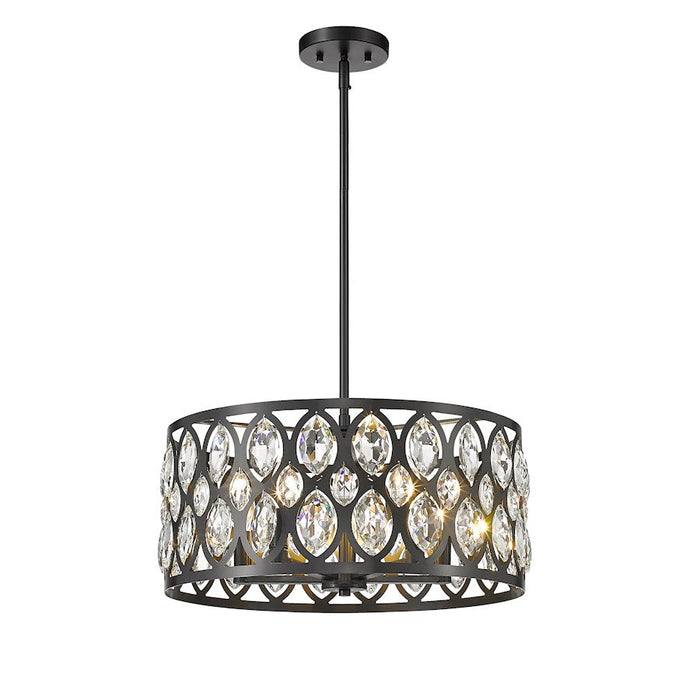 Z-Lite Dealey Chandelier, Black, Black/Clear Crystal