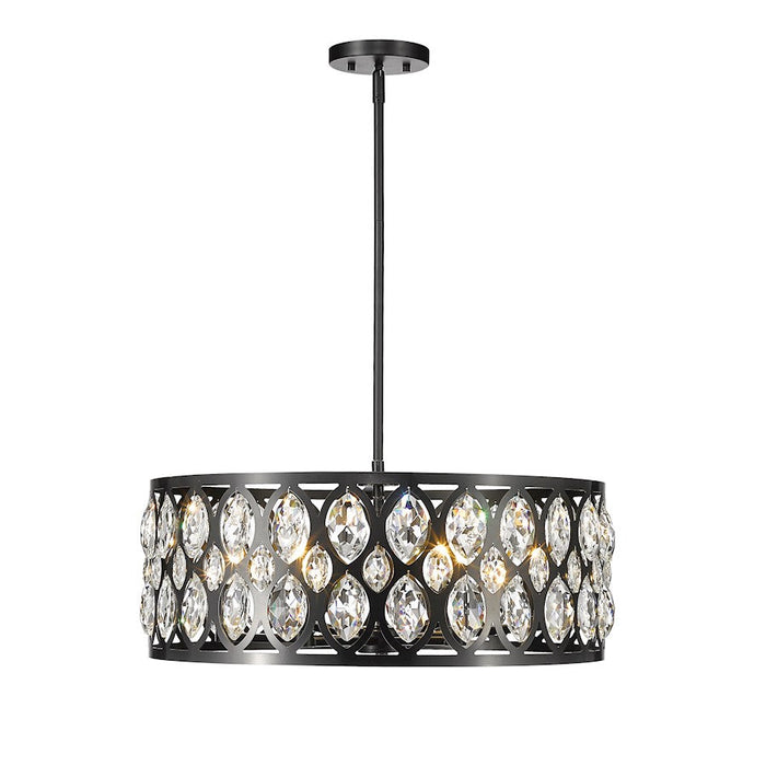 Z-Lite Dealey 6Lt Chandelier, Matte Black, Matte Black/Clear Crystal - 6010-24MB