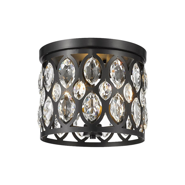 Z-Lite Dealey 10" Flush Mount, Black, Black/Clear Crystal