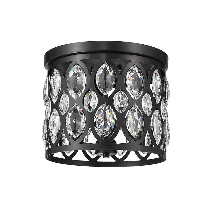 Z-Lite Dealey 10" Flush Mount, Black, Black/Clear Crystal