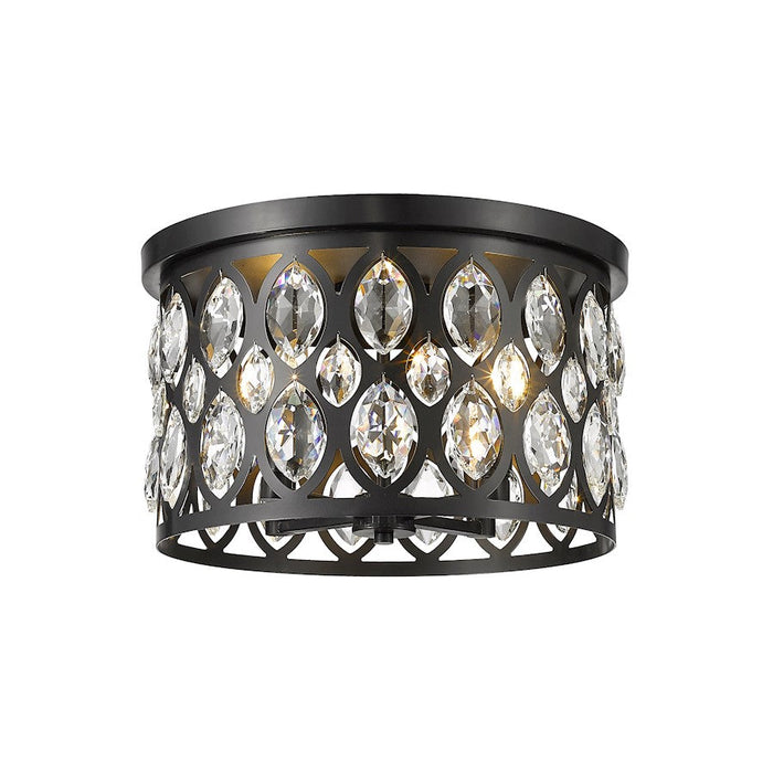 Z-Lite Dealey 10" Flush Mount, Black, Black/Clear Crystal