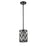 Z-Lite Dealey 1 Light 9" Mini Pendant, Black, Black/Clear Crystal