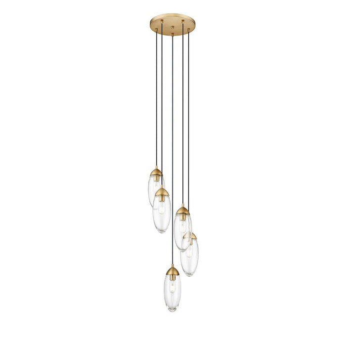 Z-Lite Arden 5 Light 12" Chandelier, Rubbed Brass/Clear - 651P-5R-RB