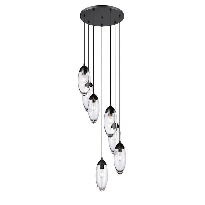 Z-Lite Arden 7 Light 18" Chandelier, Matte Black/Clear - 651P-7R-MB