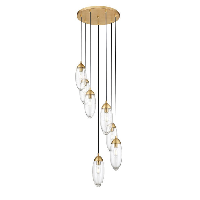 Z-Lite Arden 7 Light 18" Chandelier, Rubbed Brass/Clear - 651P-7R-RB