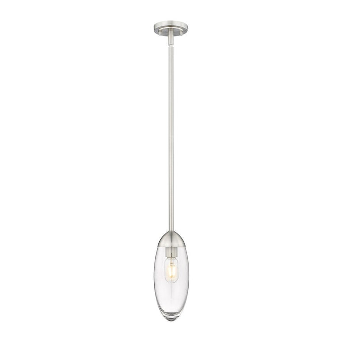 Z-Lite Arden 1 Light Pendant, Brushed Nickel/Clear - 651P-ROD-BN