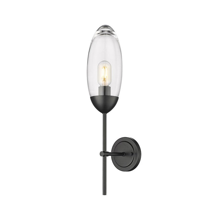 Z-Lite Arden 1 Light Wall Sconce, Matte Black/Clear - 651S-MB