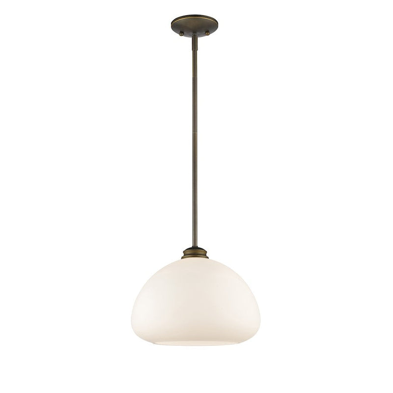 Z-Lite Amon 1 Light Pendant, Olde Bronze/Matte Opal - 721P13-OB