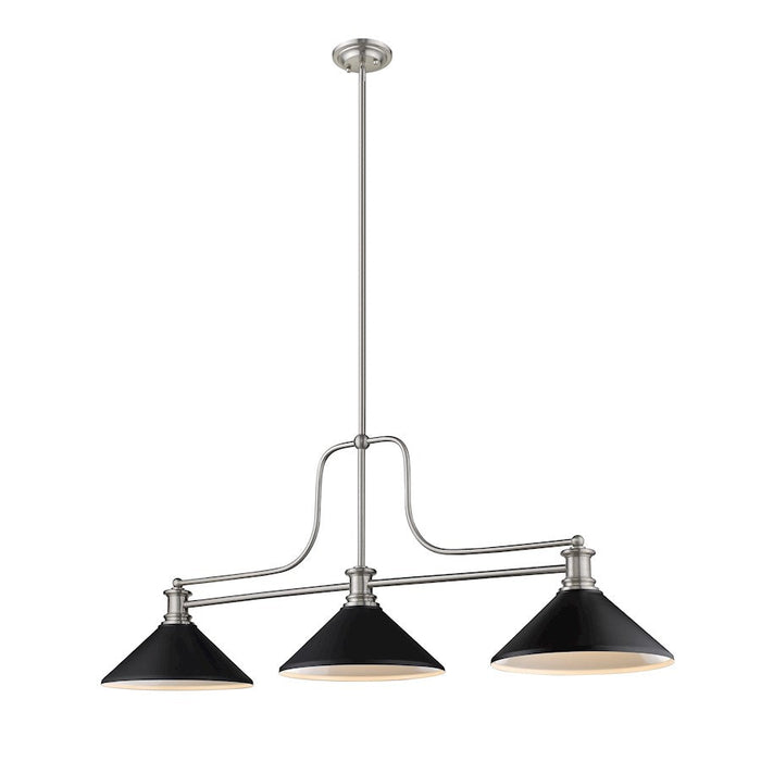 Z-Lite 3 Light Melange 13" Chandelier, Brushed Nickel/Matte Black - 725-3BN-MMB