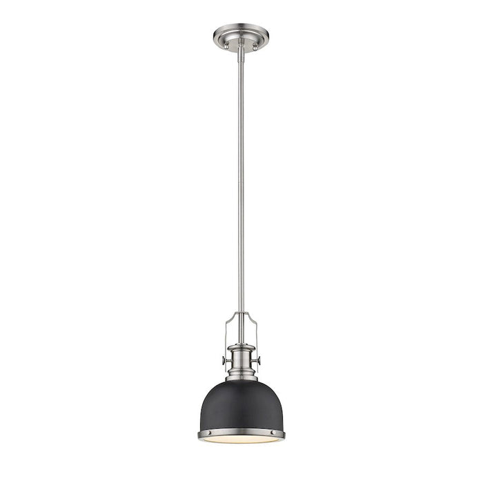 Z-Lite Melange 1 Light Mini Pendant, Black/Nickel/Black - 725MP-MB-BN