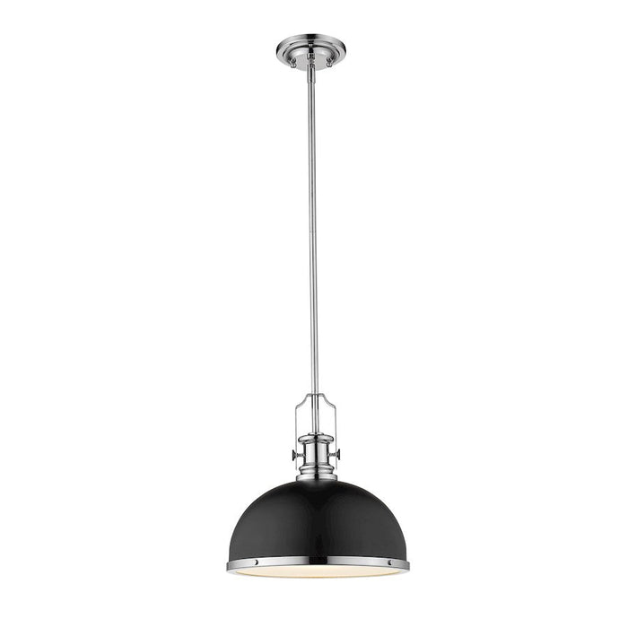 Z-Lite Melange 1 Light Pendant, Matte Black/Chrome/Matte Black - 725P12-MB-CH