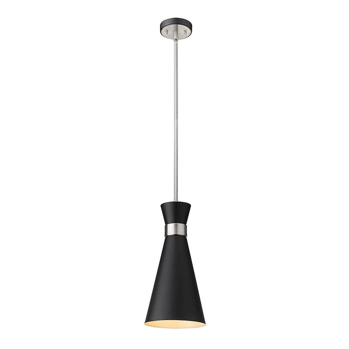 Z-Lite Soriano 1 Light 17" Pendant, Black/Brushed Nickel, Black - 728P8-MB-BN