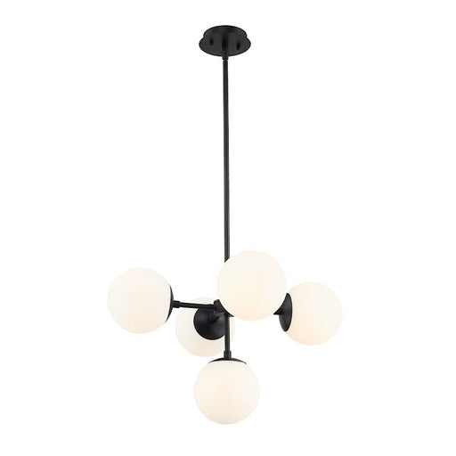 Z-Lite Midnetic 5 Light 13.5" Pendant, Matte Black, Matte Opal - 730-5MB