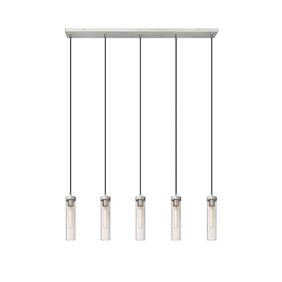 Z-Lite Beau 5 Light 5" Chandelier, Brushed Nickel/Clear - 740P-5L-BN