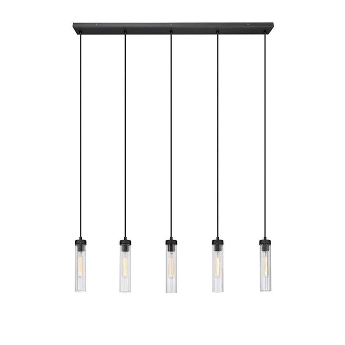 Z-Lite Beau 5 Light 5" Chandelier, Matte Black/Clear - 740P-5L-MB