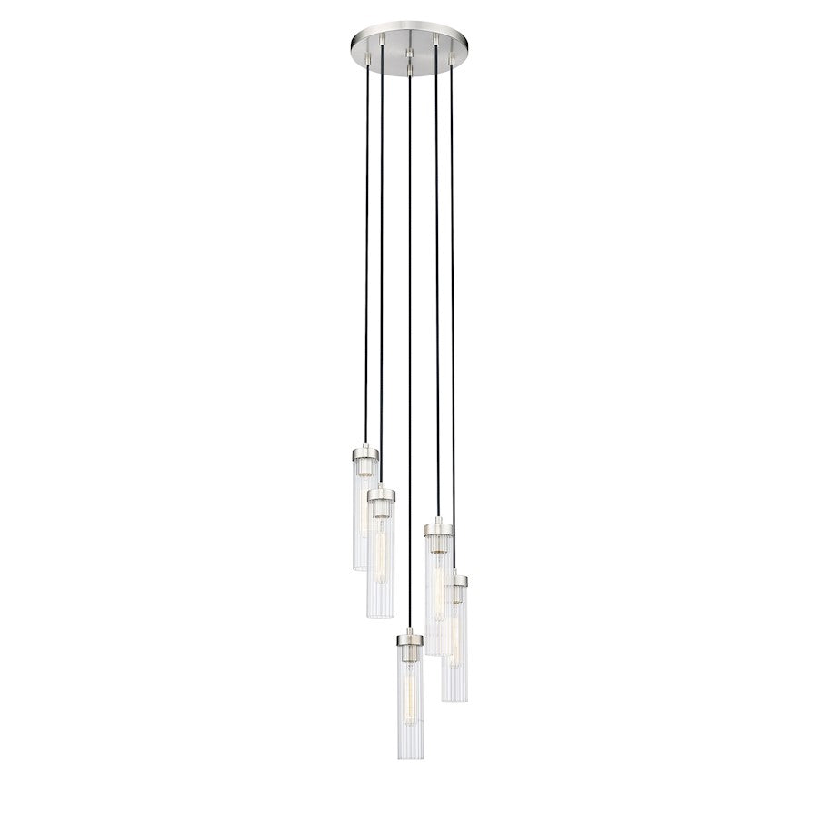 Z-Lite Beau 5 Light 12" Chandelier, Brushed Nickel/Clear - 740P-5R-BN