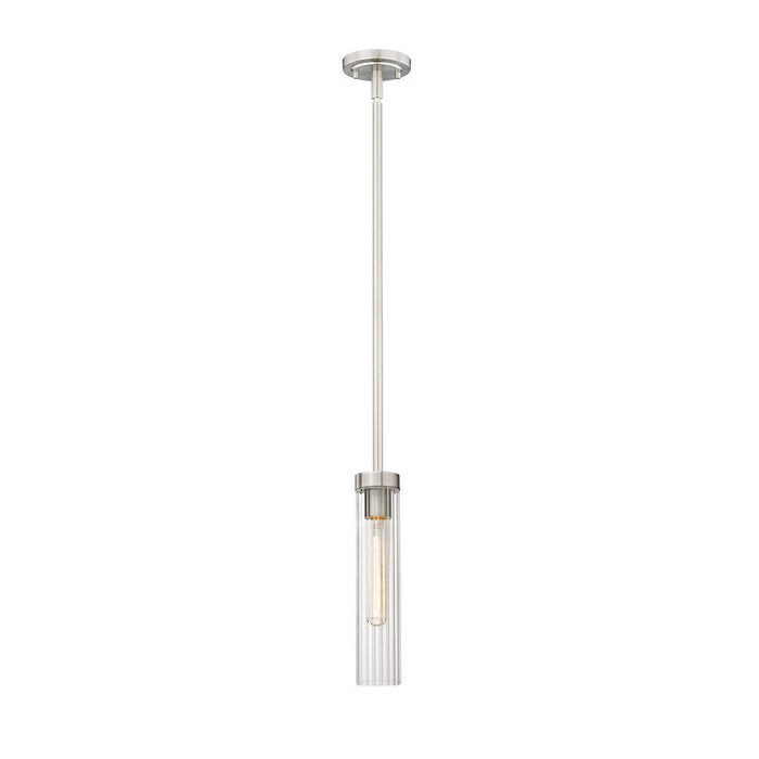 Z-Lite Beau 1 Light Pendant, Brushed Nickel/Clear - 740P-ROD-BN