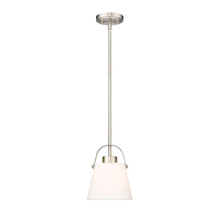 Z-Lite Z-Studio Linen Pendant 1 Light 8" Pendant, Brush Nickel/Ivory - 743P8-BN