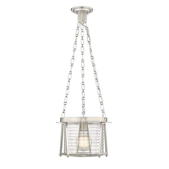 Z-Lite Cape Harbor Pendant 1 Light Pendant, Nickel/Water Hammered - 7503P13-BN