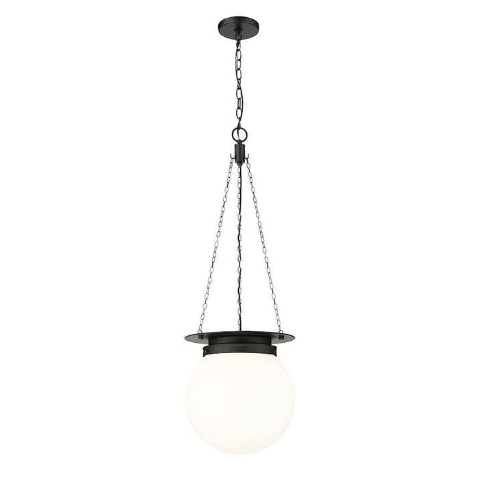 Z-Lite Calhoun 1 Light 13" Pendant, Matte Black/White Opal - 7505P13-MB