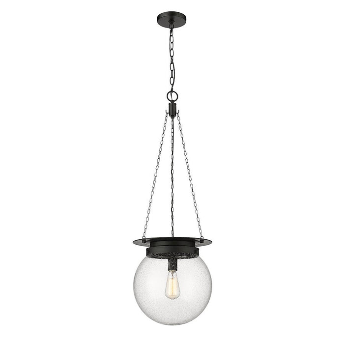 Z-Lite Calhoun 1 Light 13" Pendant, Matte Black/Clear Seedy - 7506P13-MB