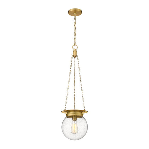 Z-Lite Calhoun 1 Light 9" Pendant, Heritage Brass/Clear Seedy - 7506P9-HBR