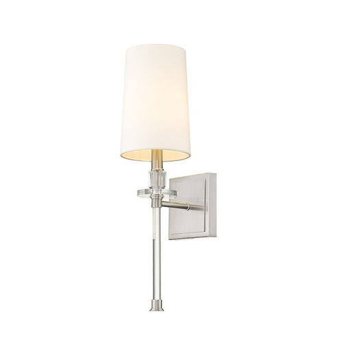 Z-Lite Sophia 1 Light 20.25" Wall Sconce, Brushed Nickel, White - 803-1S-BN