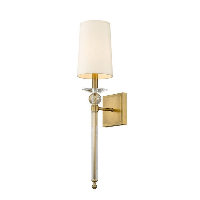 Z-Lite Ava 1 Light 25.5" Wall Sconce, Rubbed Brass, Beige - 804-1S-RB