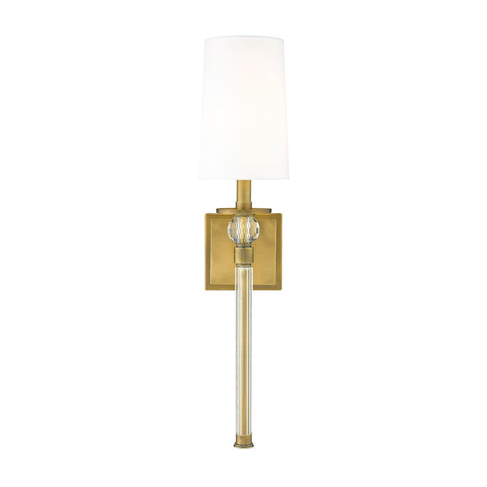 Z-Lite Mia 1 Light 24" Wall Sconce, Rubbed Brass/White